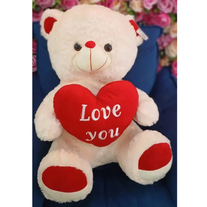 Urso Branco com Coração "Love You" 55 cm de Pelúcia