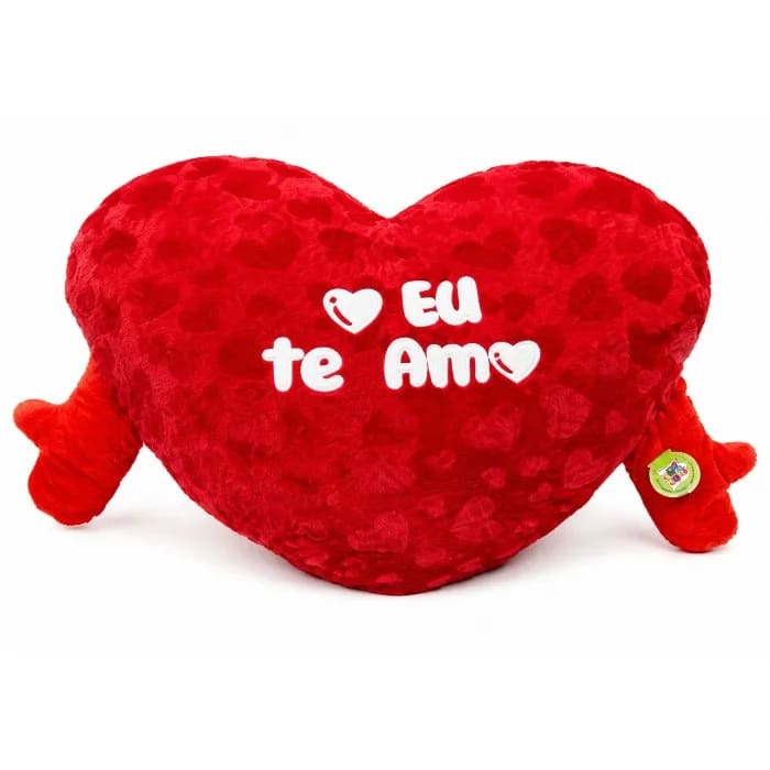 Almofada Coração 60 cm (Sessenta Centímetros) de Pelúcia Vermelha Eu Te Amo VTK-1816001-60U
