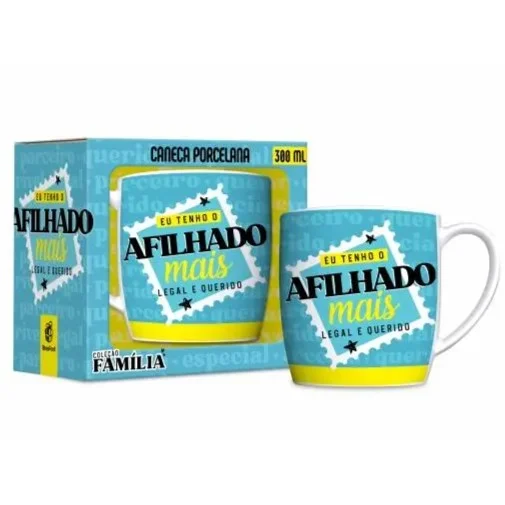 Caneca Porcelana Urban Afilhado Mais Legal e Querido 300 ml (Trezentos Mililitros)