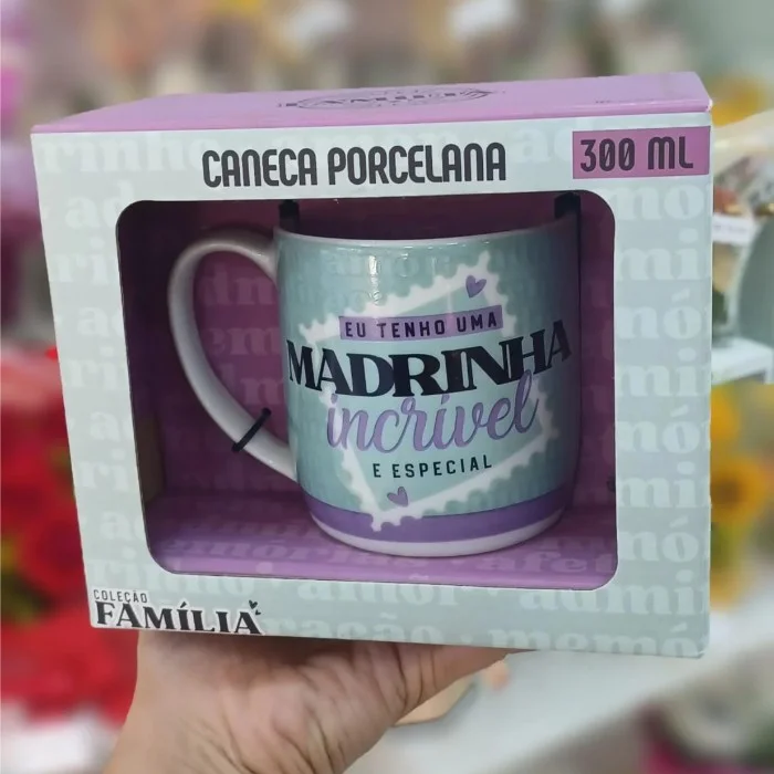 Caneca "Eu Tenho uma Madrinha Incrível e Especial" Porcelana 300 ml
