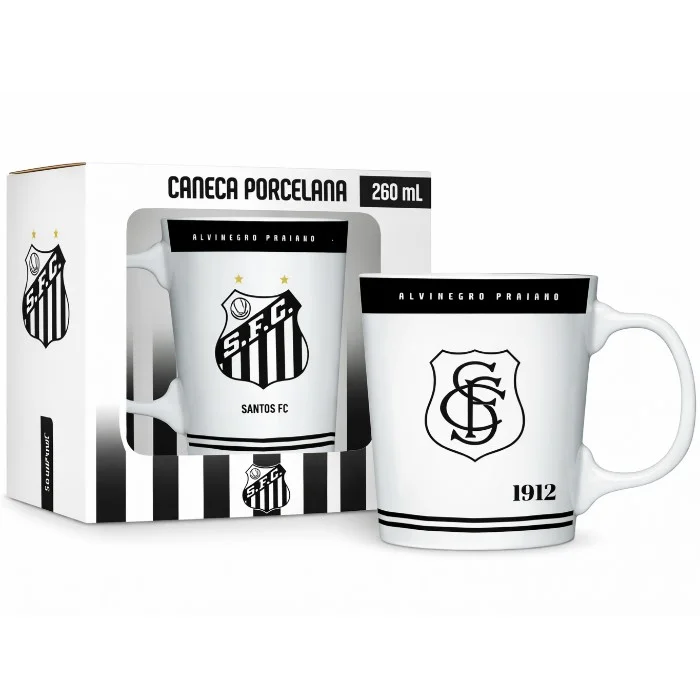 Caneca Porcelana Premium Santos 260 ml (duzentos e sessenta mililitros)