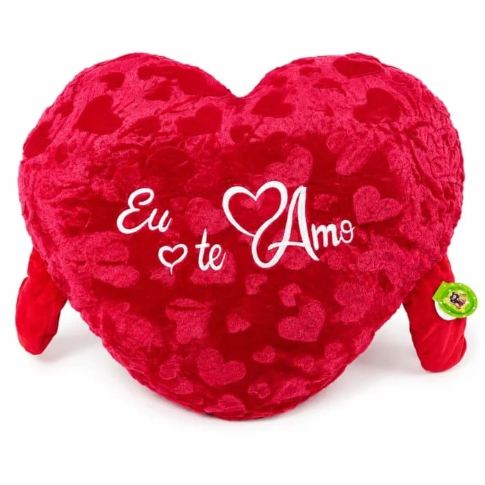 Almofada Coração Gigante 60 cm (Sessenta Centímetros) de Pelúcia Vermelha Eu Te Amo Premium VTK-1816001-60U