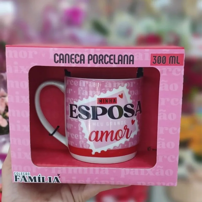 Caneca "Minha Esposa Meu Grande Amor" Porcelana 300 ml