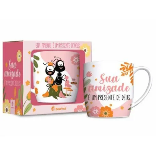 Caneca Porcelana Urban Smilinguido Sua Amizade é um Presente de Deus 300 ml (Trezentos Mililitros)